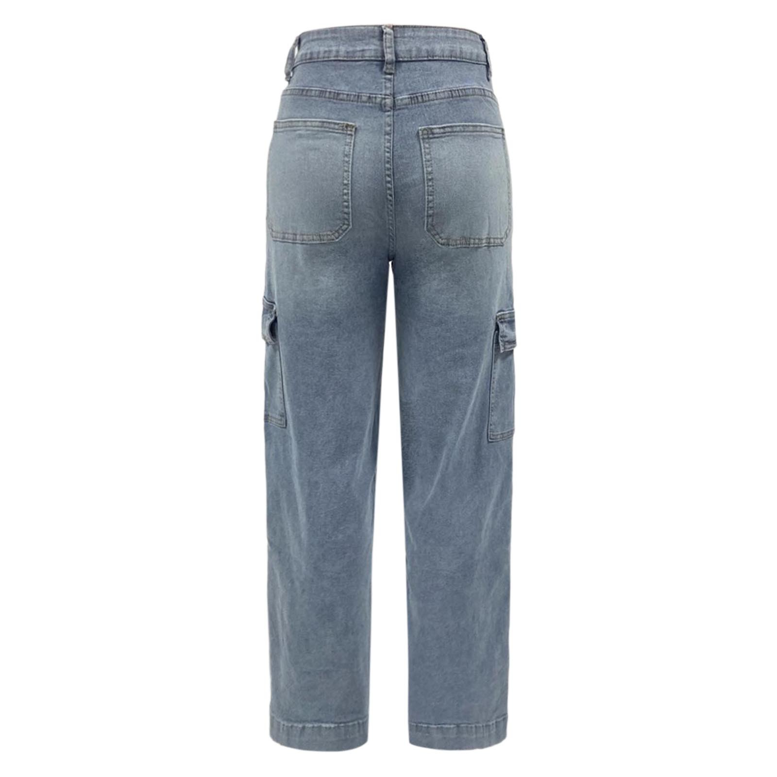 thumbnail image 5 of Pantalones rectos de trabajo para mujer: vaqueros informales con múltiples bolsillos para uso diario, 5 of 5